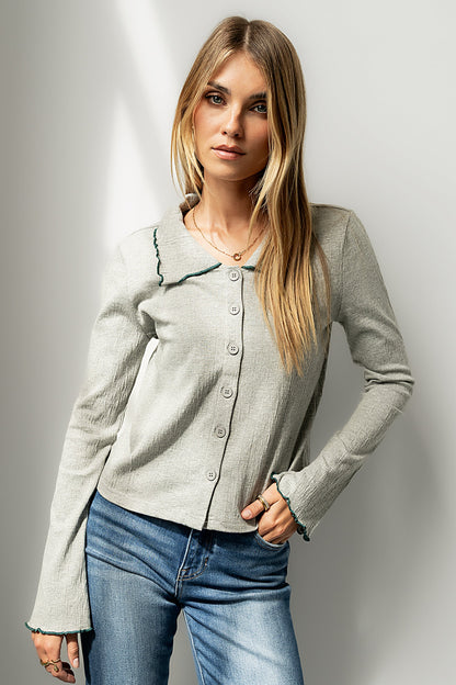 Jazmine Contrast Top in Grey - FINAL SALE
