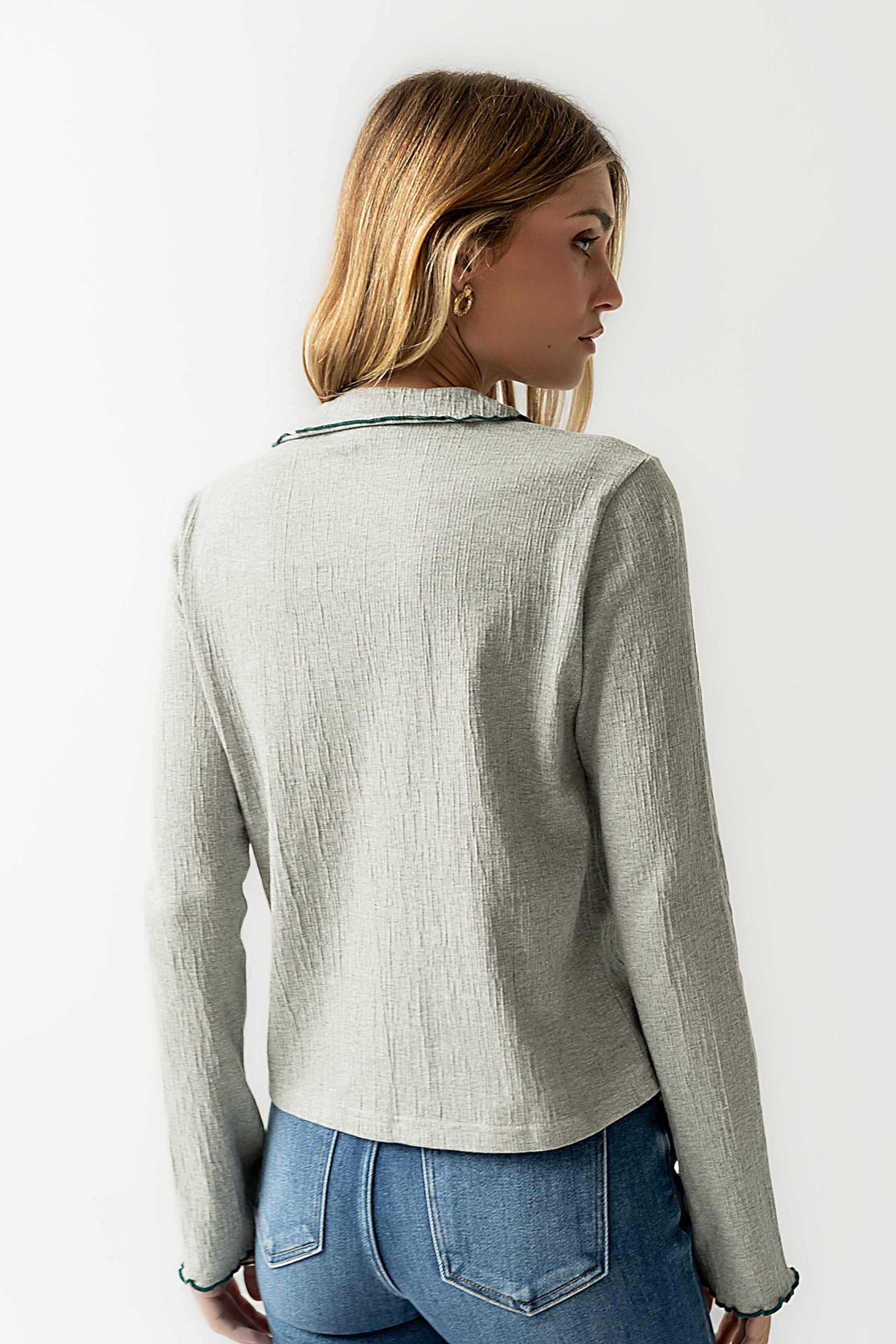 Jazmine Contrast Top in Grey - FINAL SALE