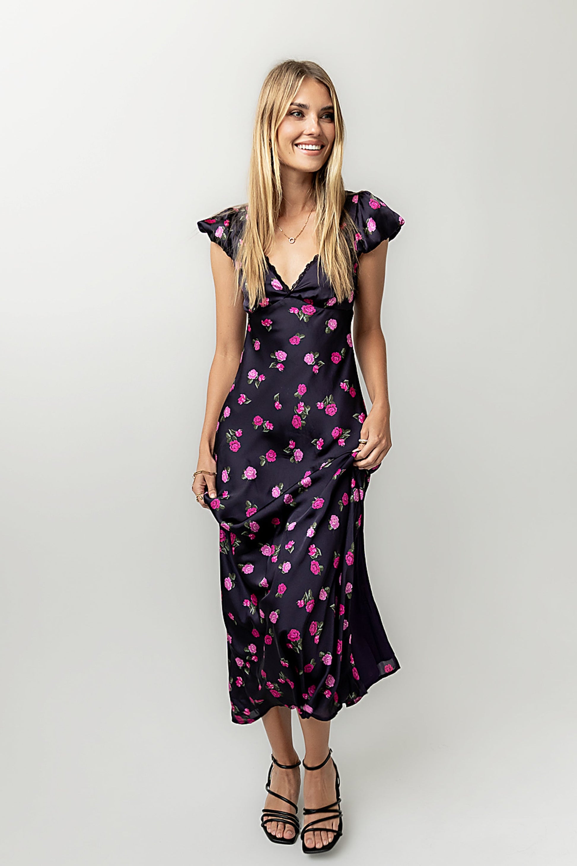 Asa Floral Maxi Dress in Plum