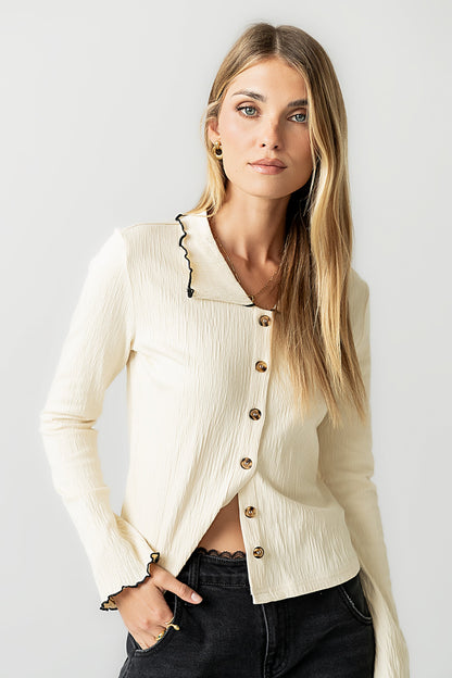 Jazmine Contrast Top in Cream