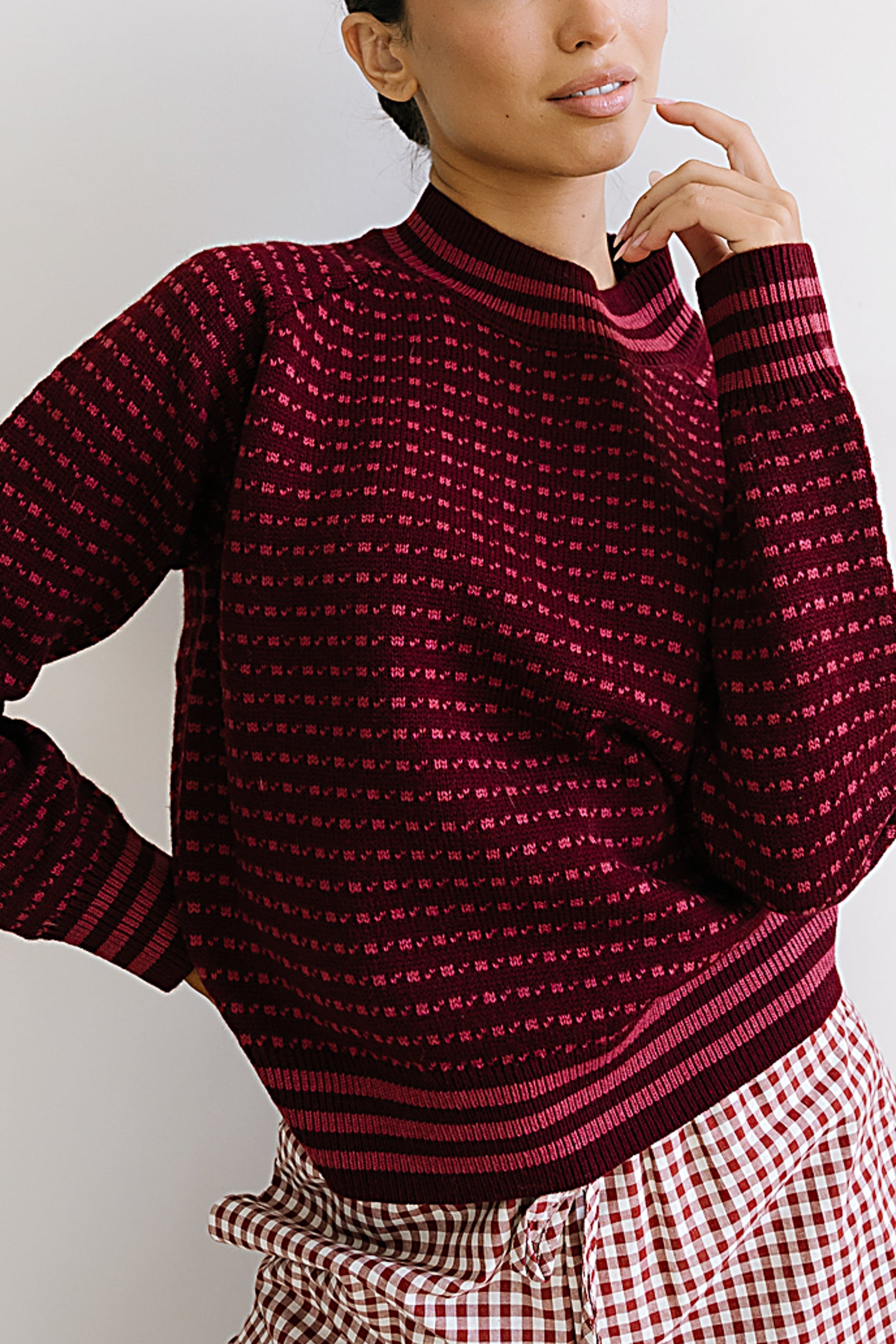 Monroe Knit Sweater in Burgundy - FINAL SALE