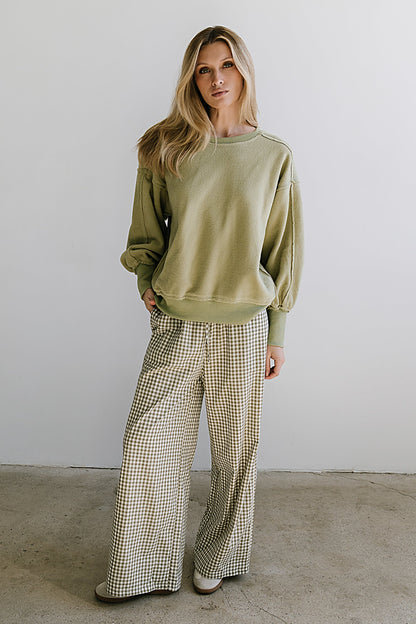 Ada Gingham Wide Leg Pants in Olive - FINAL SALE