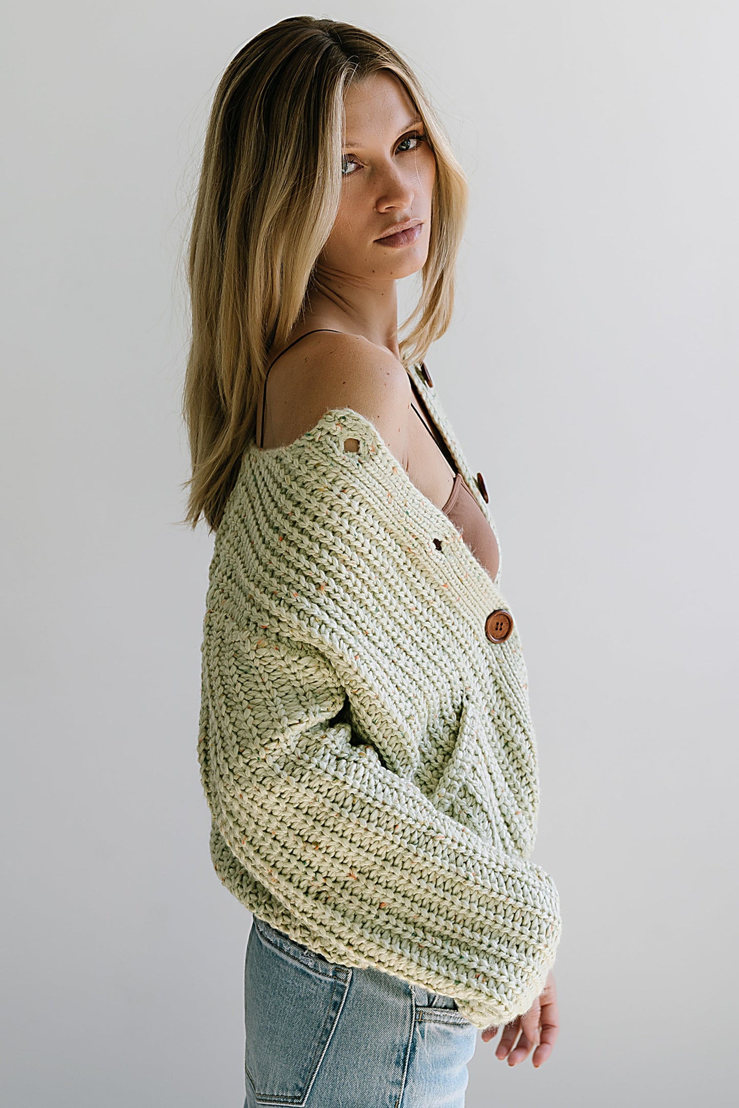 Holland Chunky Knit Cardigan in Sage - FINAL SALE