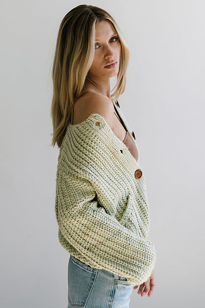Holland Chunky Knit Cardigan in Sage - FINAL SALE