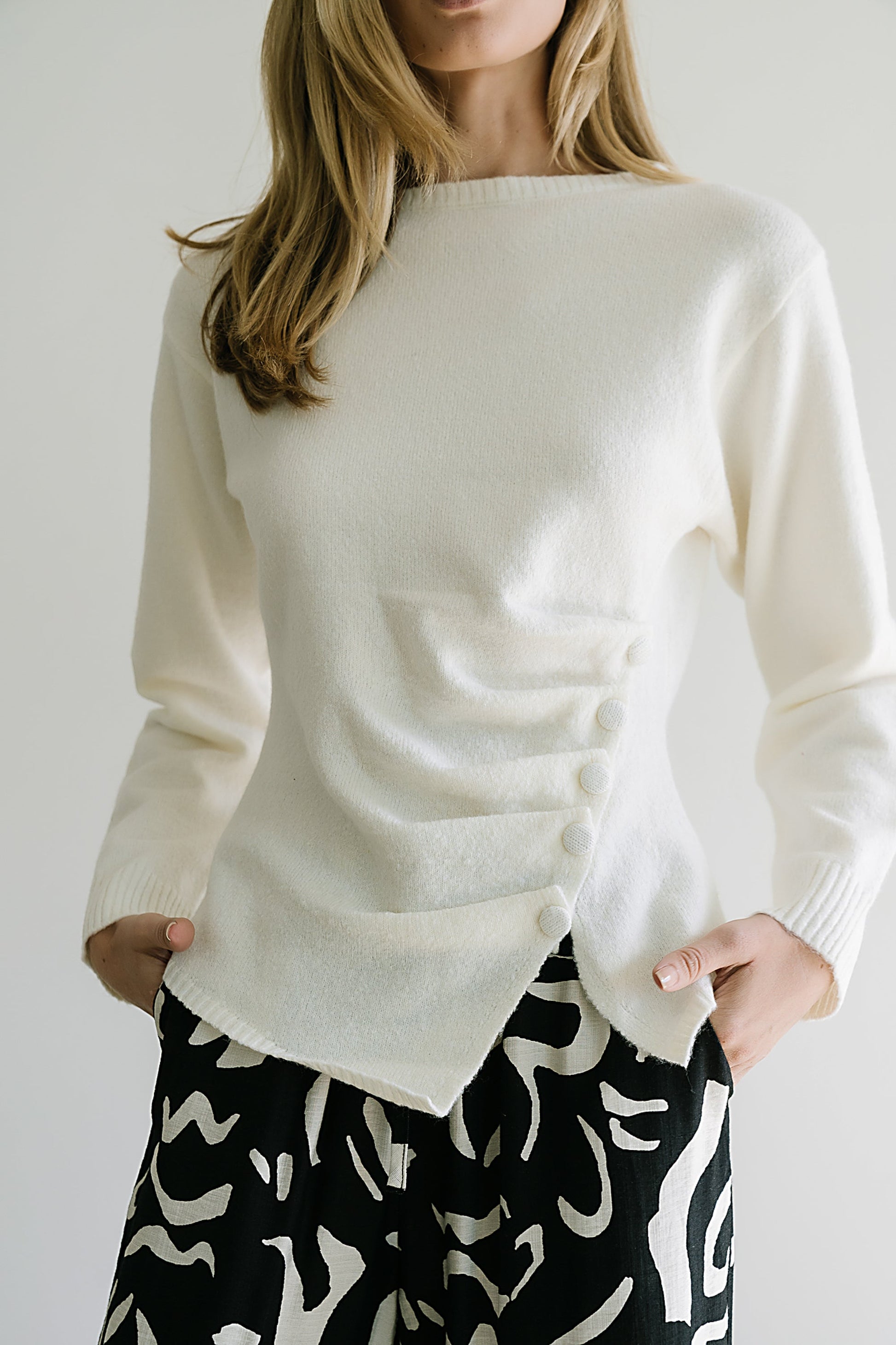 Jerzey Asymmetrical Sweater in Ivory - FINAL SALE