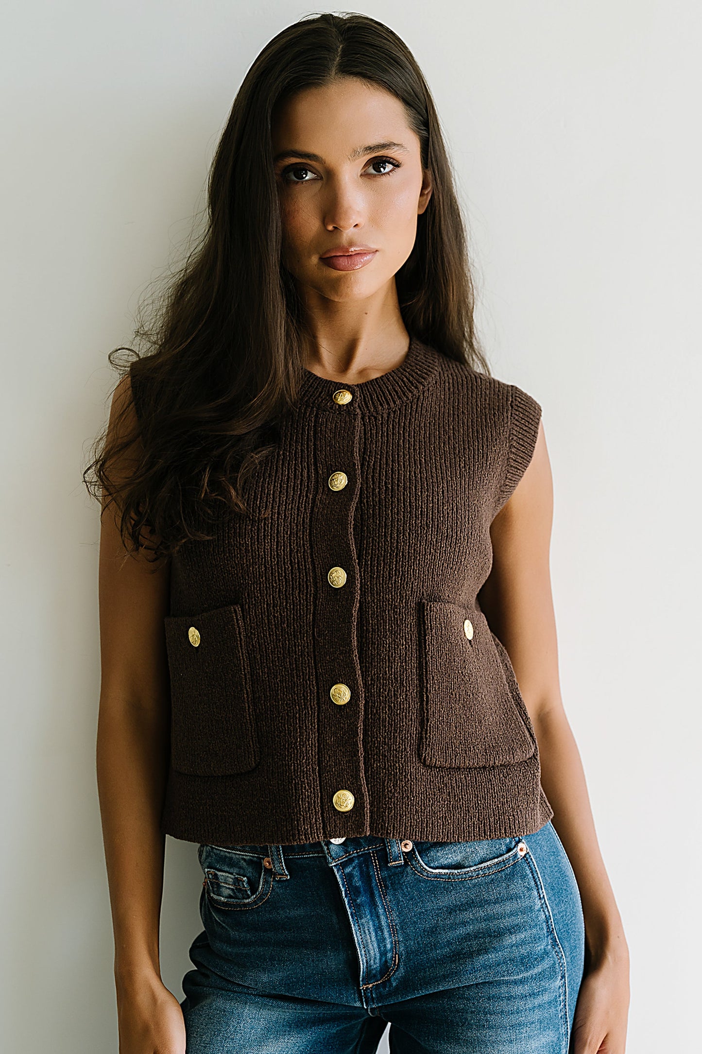 Brooks Knit Vest in Brown - FINAL SALE