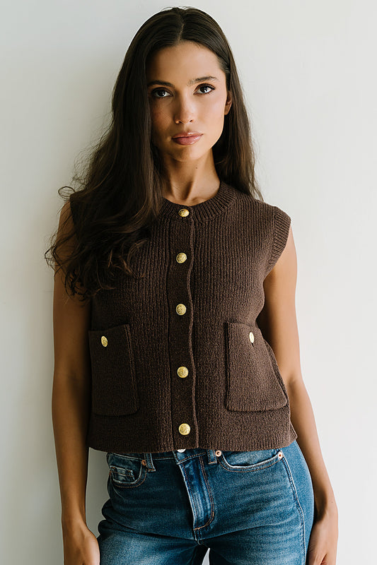 Brooks Knit Vest in Brown - FINAL SALE