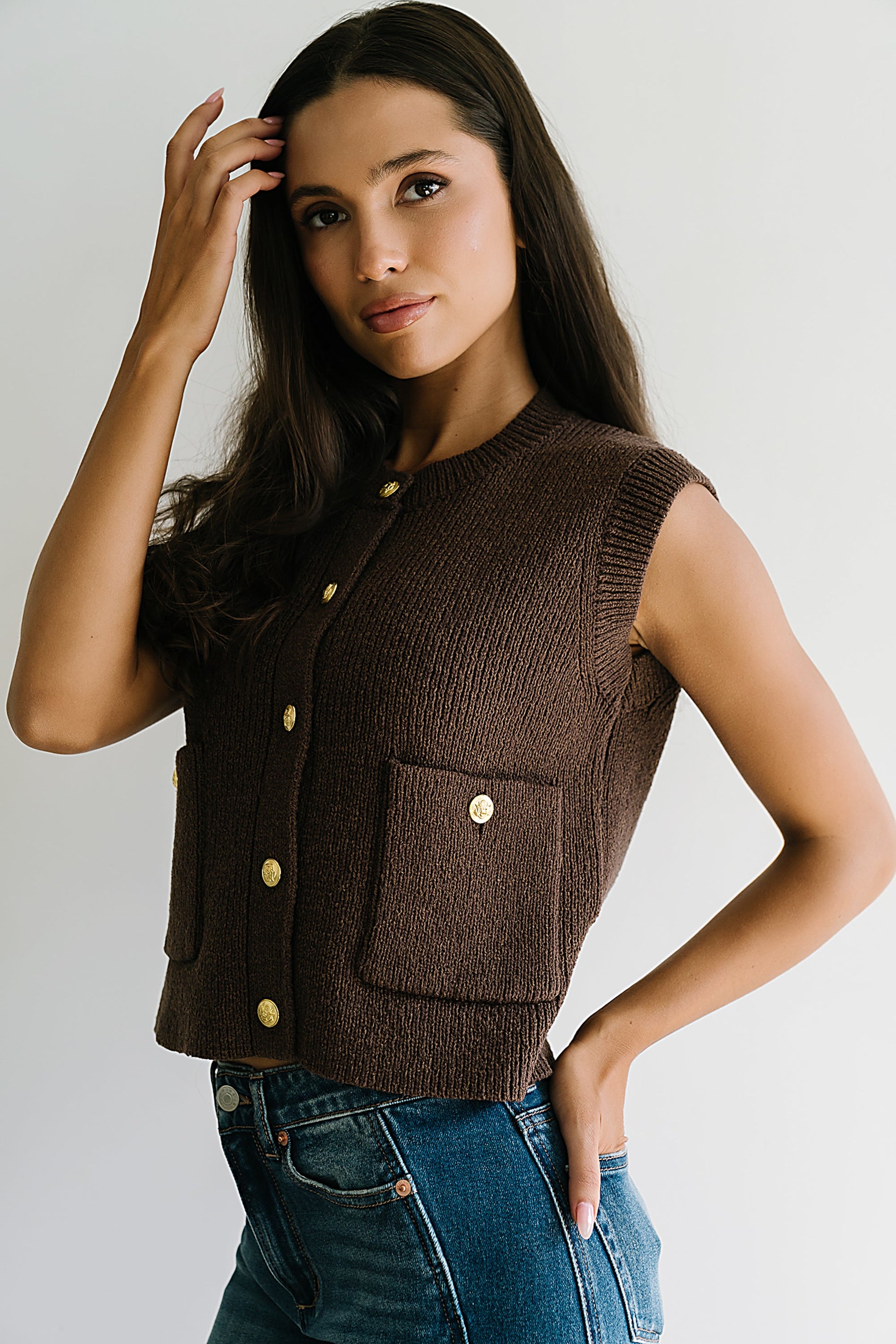 Brooks Knit Vest in Brown - FINAL SALE