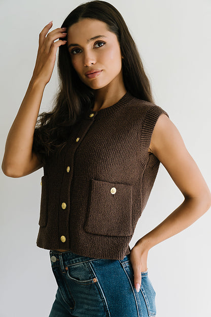 Brooks Knit Vest in Brown - FINAL SALE
