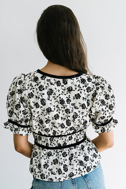 Tallie Floral Blouse in Cream - FINAL SALE