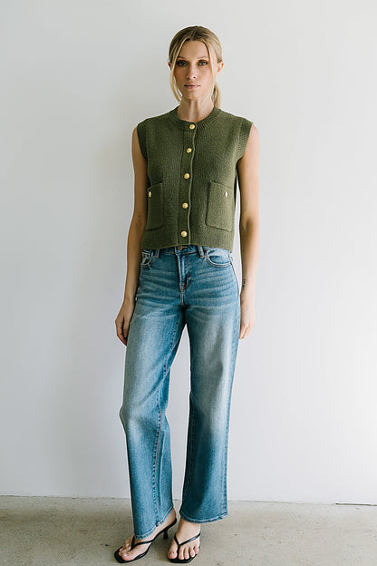Brooks Knit Vest in Olive - FINAL SALE