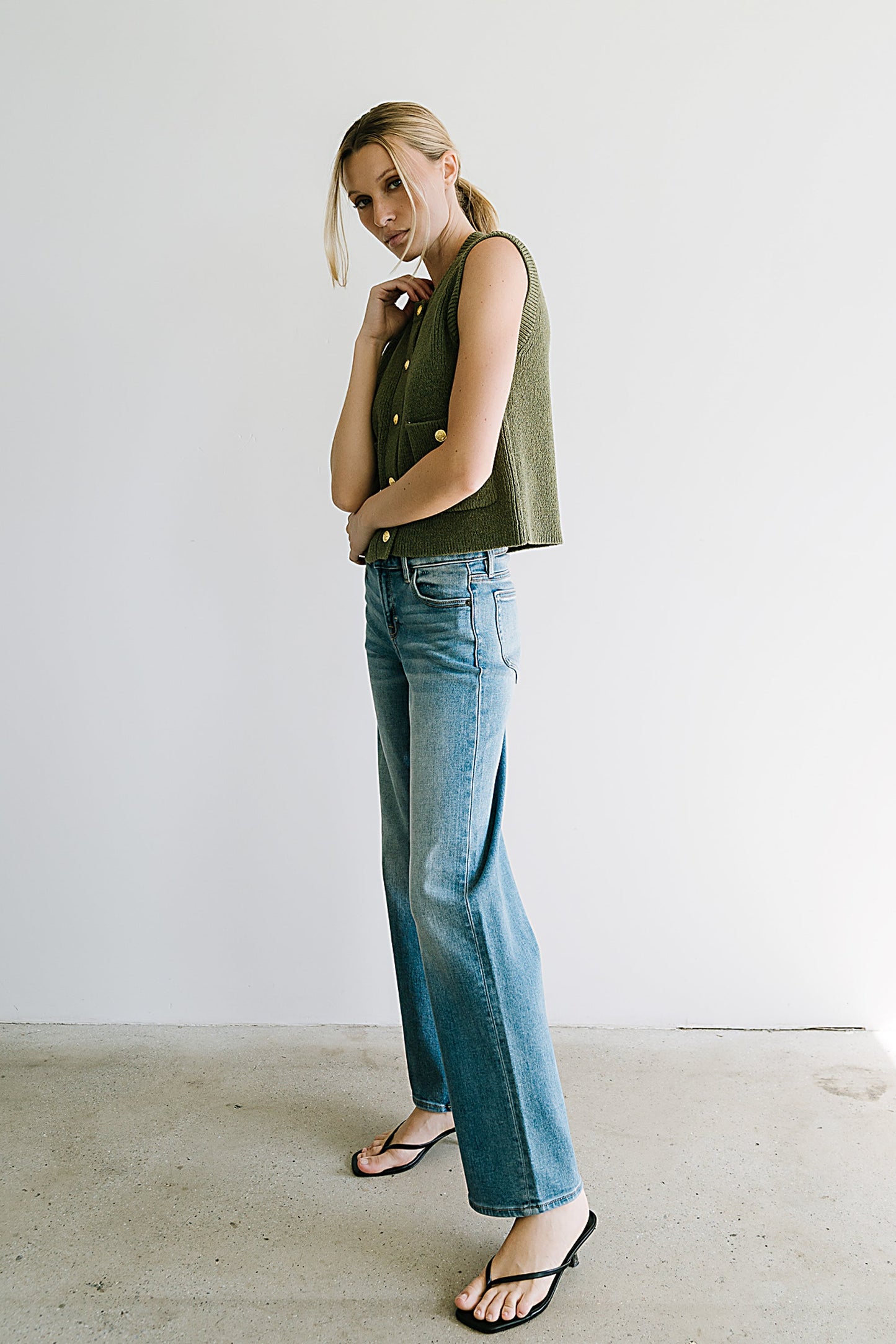 Brooks Knit Vest in Olive - FINAL SALE