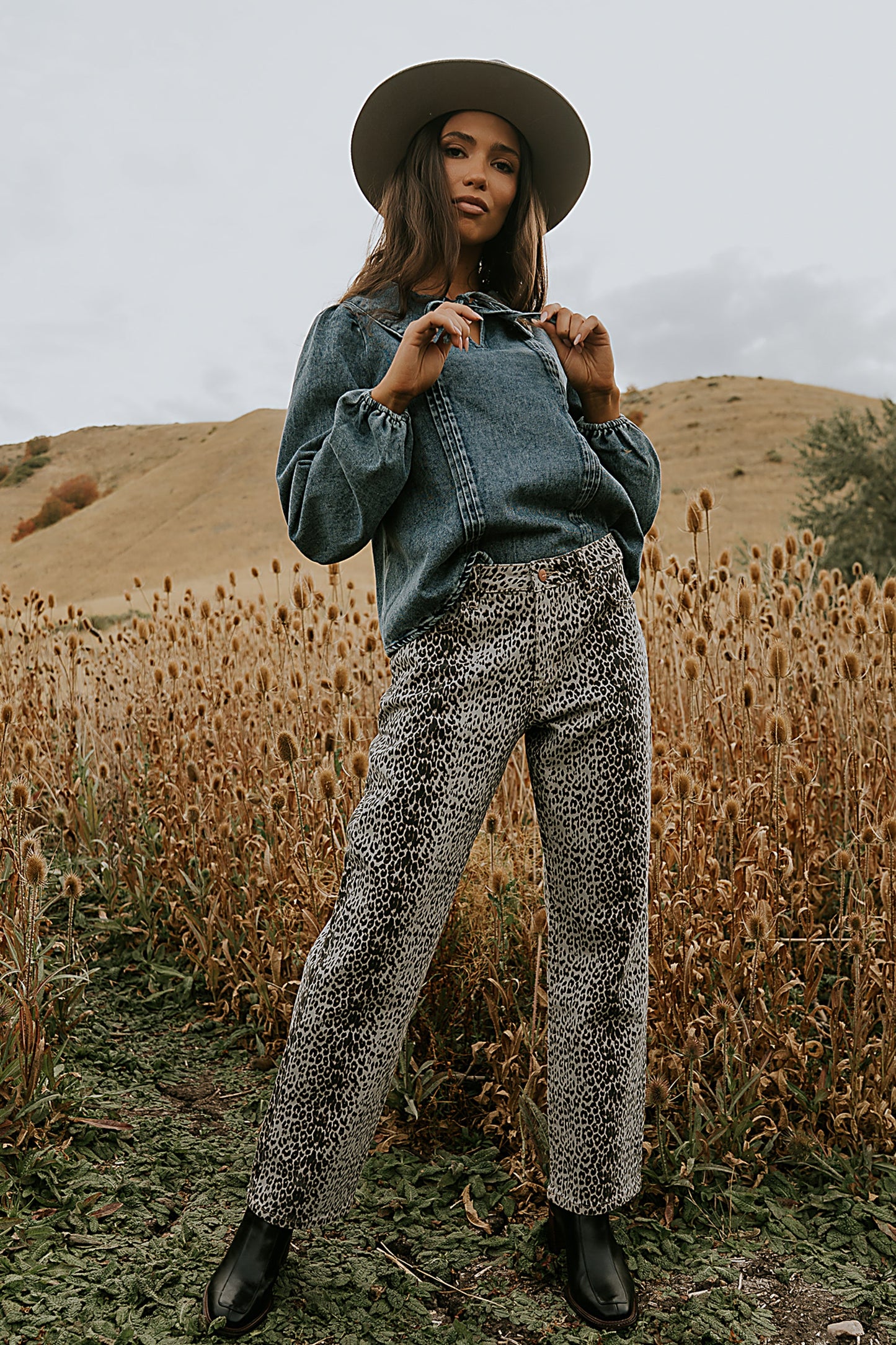 Monique Pleated Blouse in Indigo - FINAL SALE