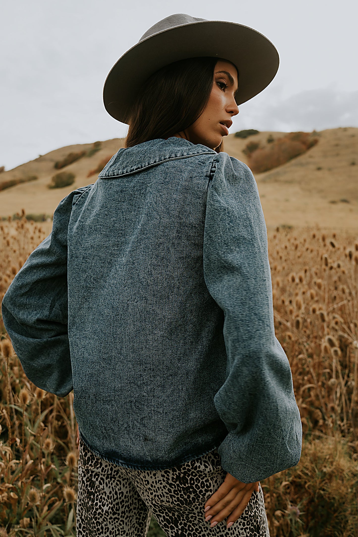 Monique Pleated Blouse in Indigo - FINAL SALE