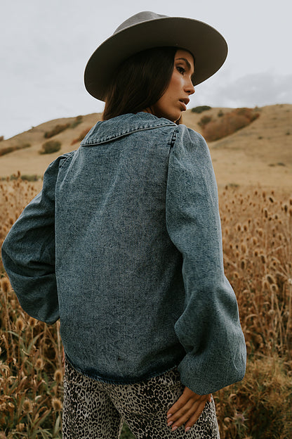 Monique Pleated Blouse in Indigo - FINAL SALE