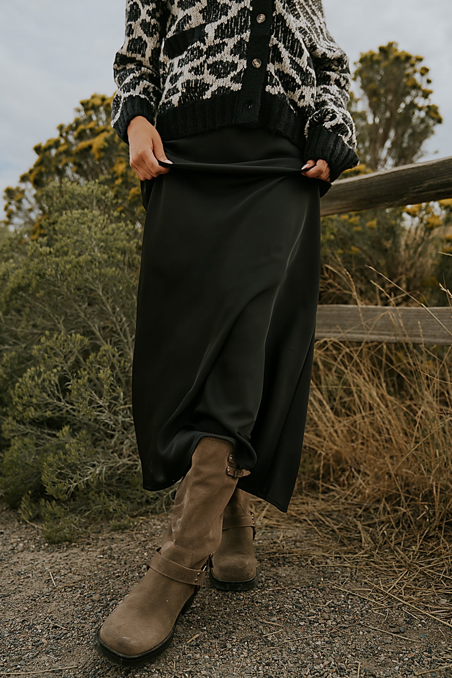 Robbin Satin Maxi Skirt in Black - FINAL SALE