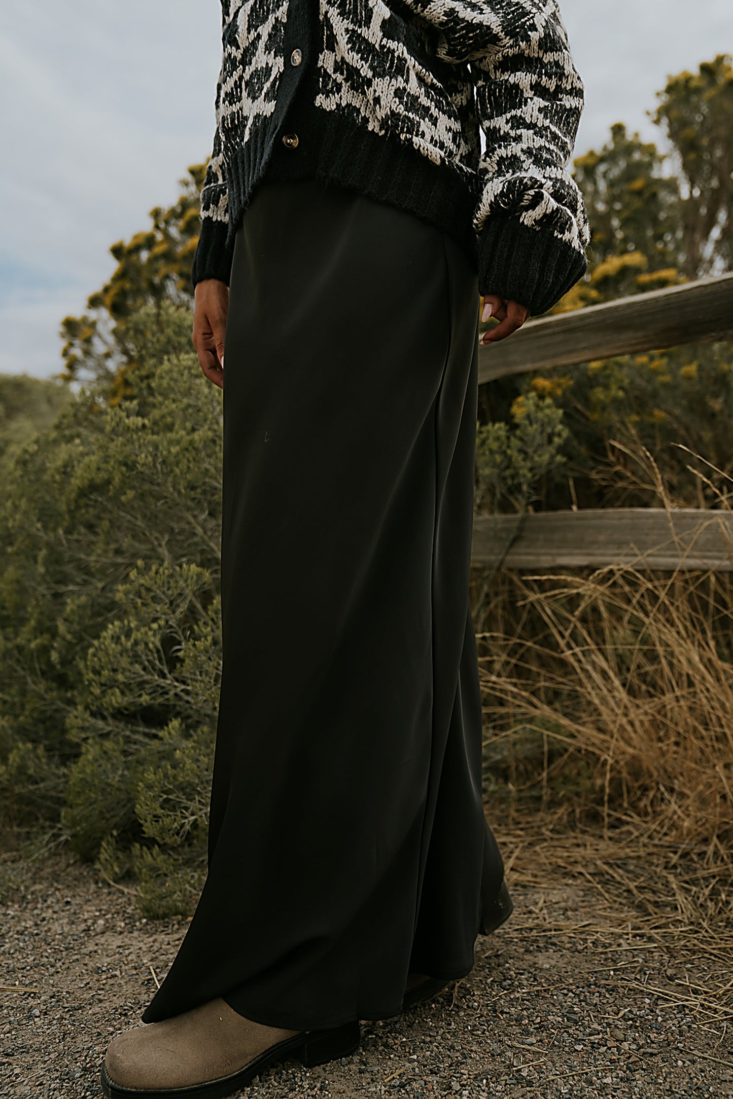 Robbin Satin Maxi Skirt in Black - FINAL SALE