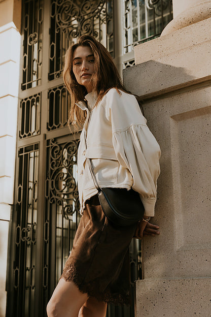 Harper Lace Trim Mini Skirt in Brown - FINAL SALE
