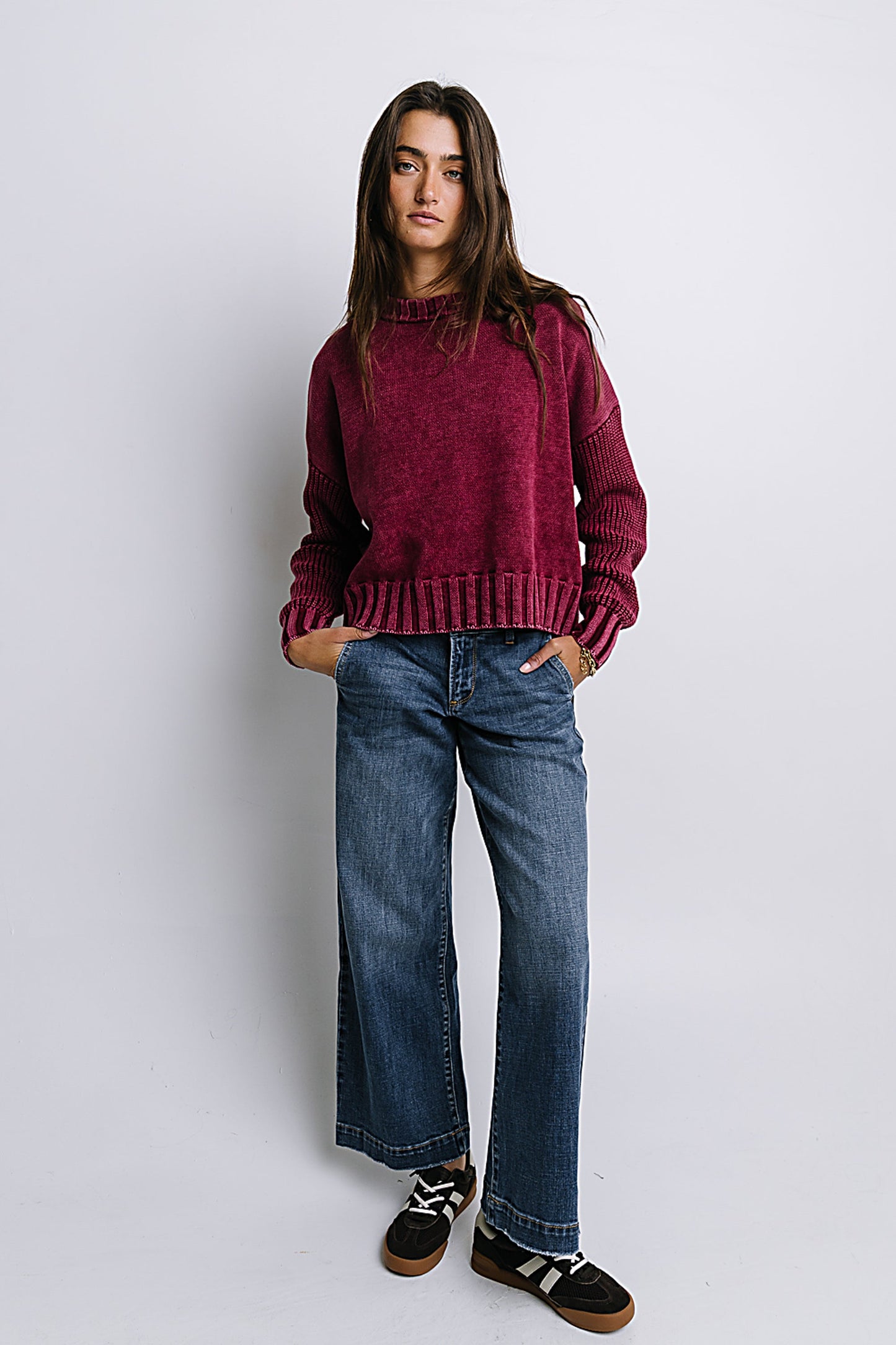 Payton Knit Sweater in Burgundy - FINAL SALE
