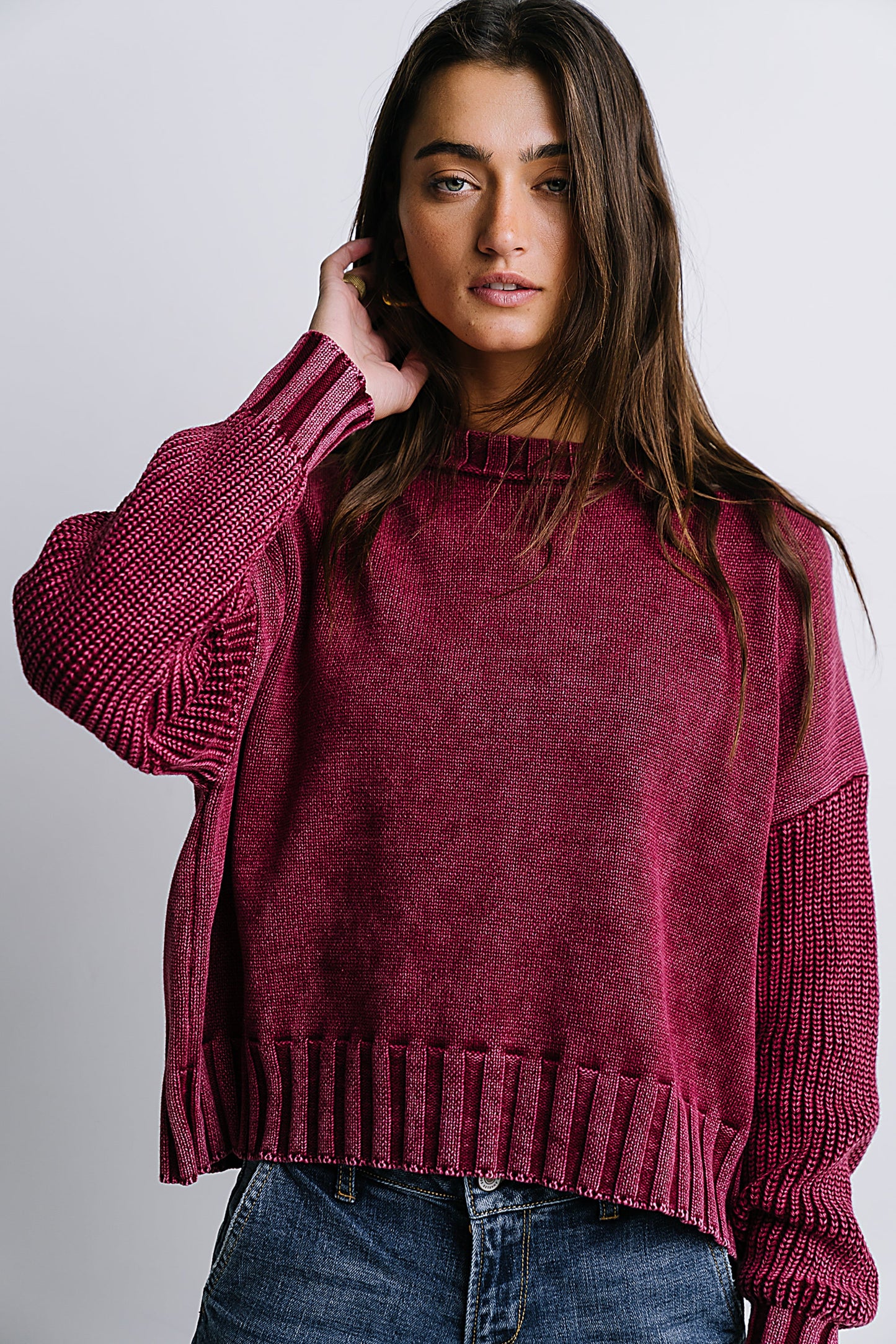 Payton Knit Sweater in Burgundy - FINAL SALE