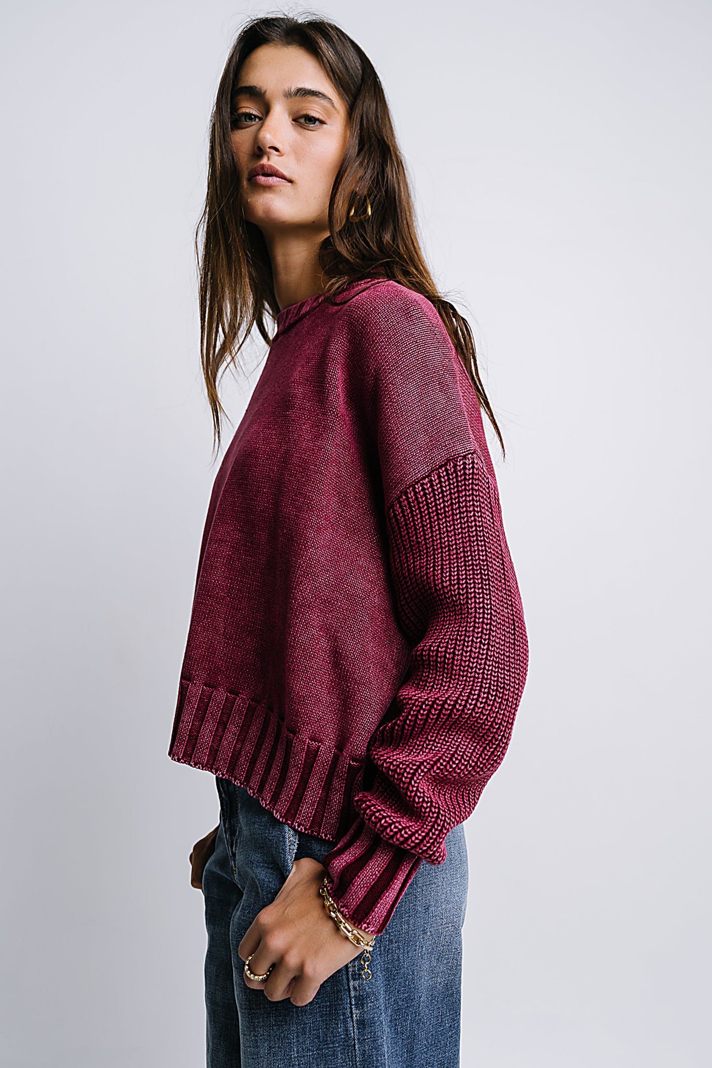 Payton Knit Sweater in Burgundy - FINAL SALE