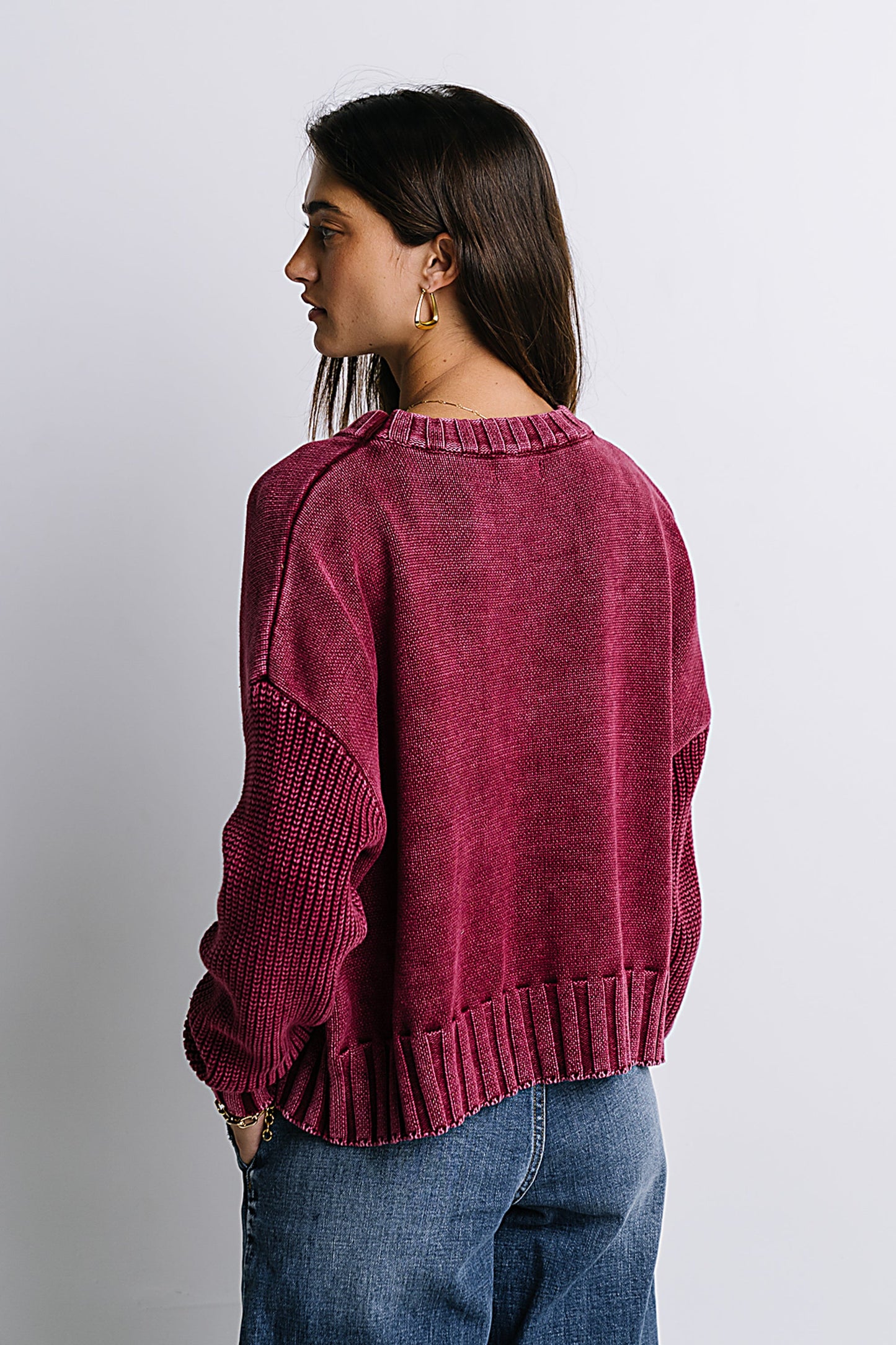 Payton Knit Sweater in Burgundy - FINAL SALE