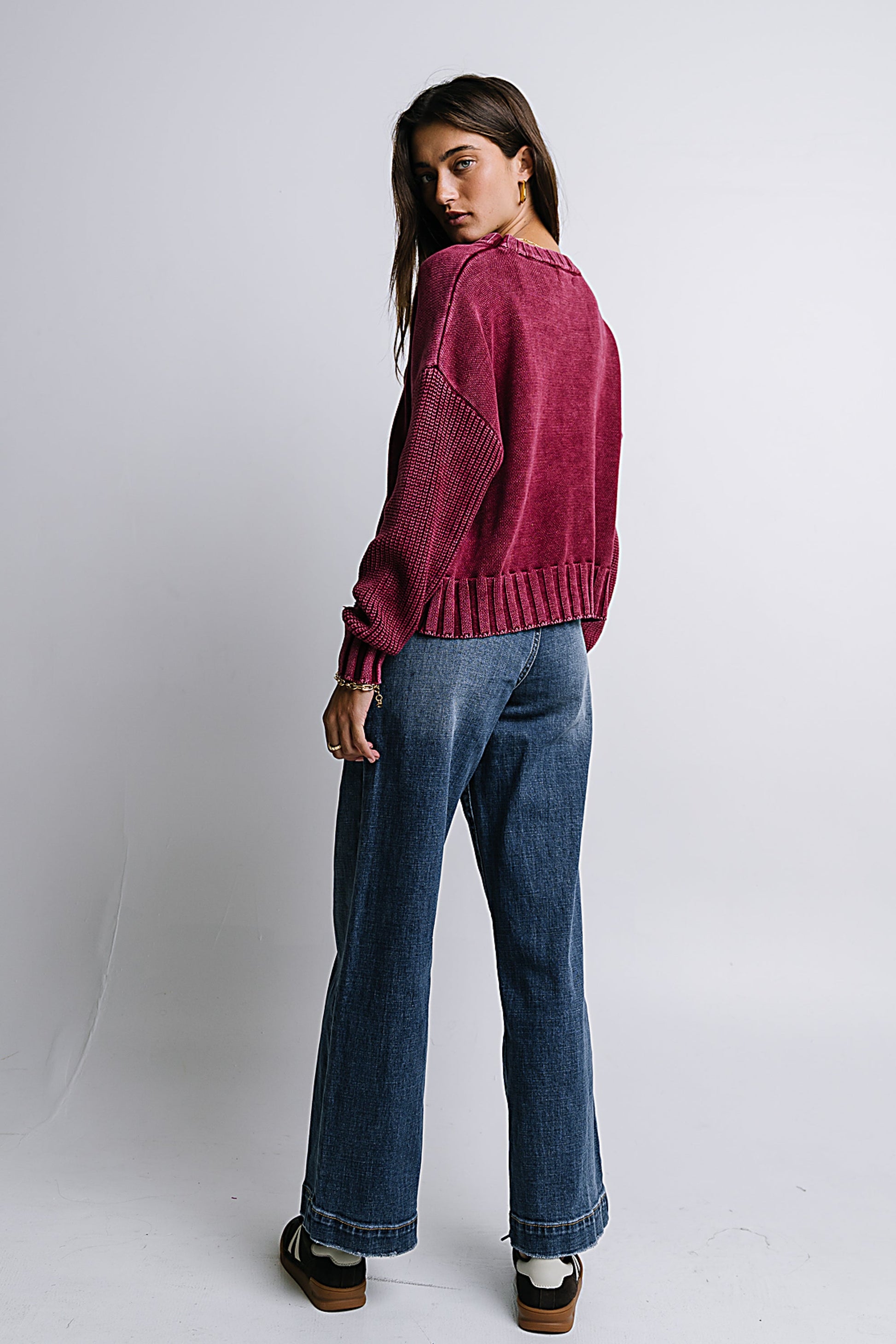 Payton Knit Sweater in Burgundy - FINAL SALE