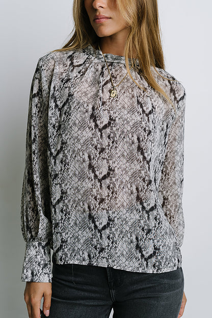 Camille Sheer Blouse in Snake - FINAL SALE