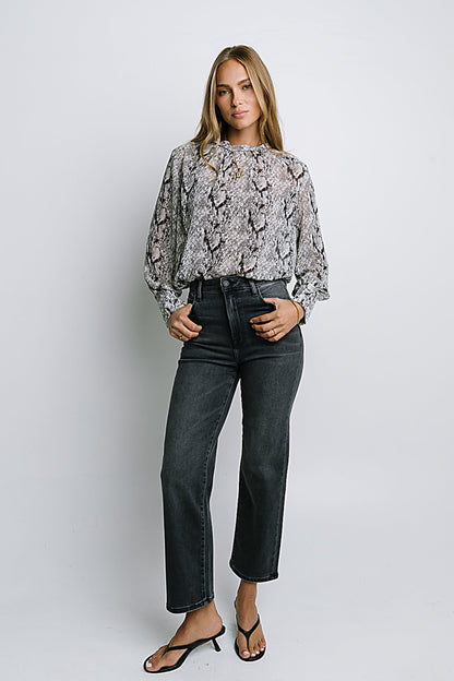 Camille Sheer Blouse in Snake - FINAL SALE