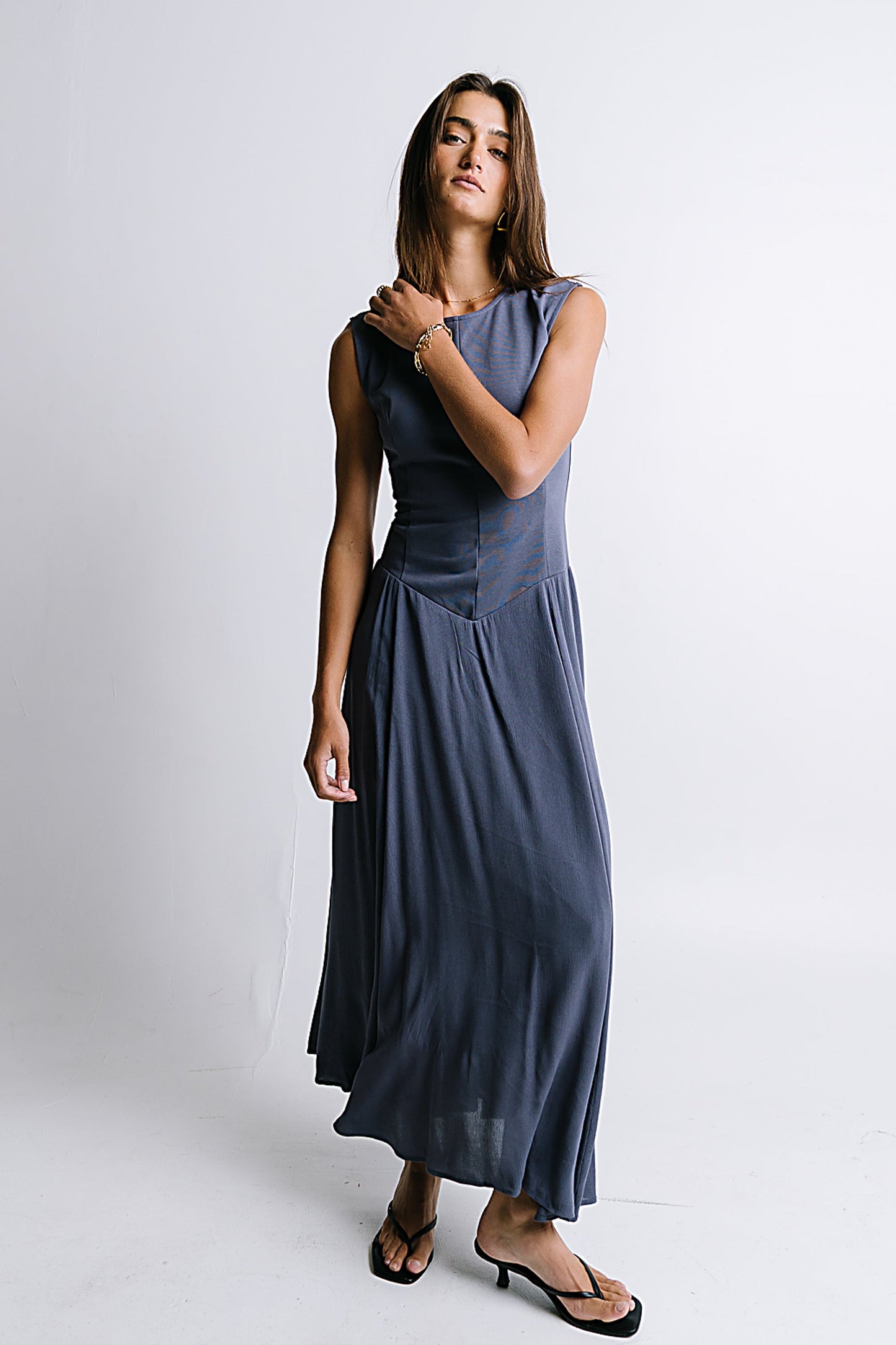 Charles Maxi Dress in Slate Blue - FINAL SALE