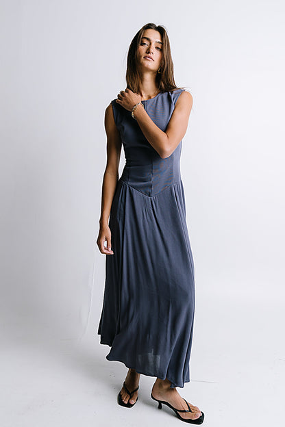 Charles Maxi Dress in Slate Blue - FINAL SALE
