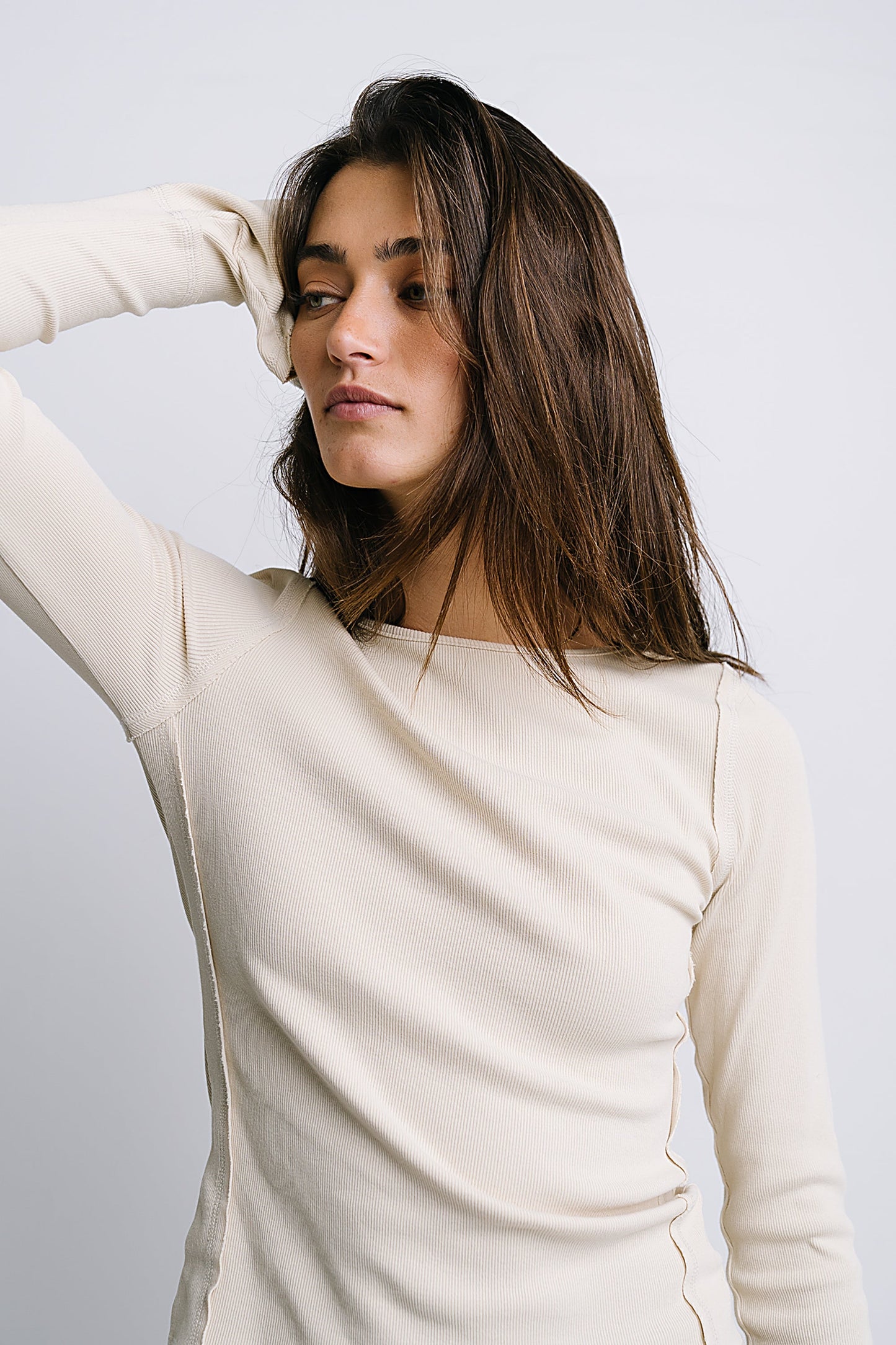 Toby Ribbed Top in Bone - FINAL SALE