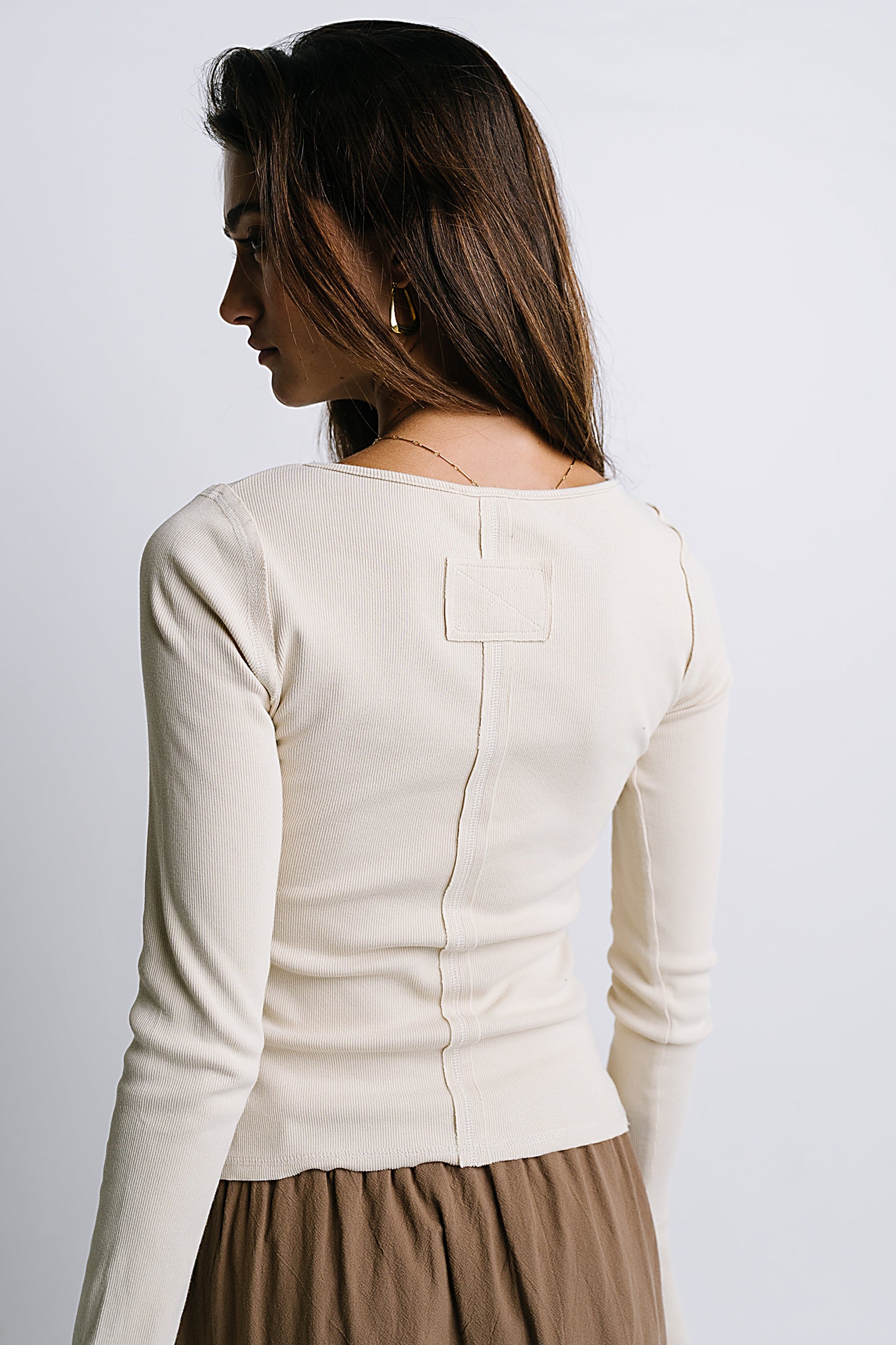 Toby Ribbed Top in Bone - FINAL SALE