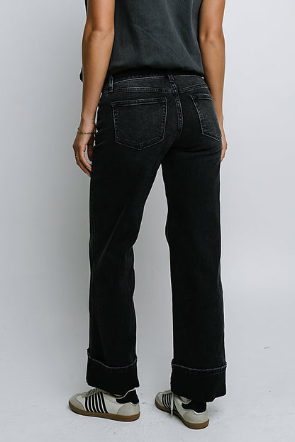 Marcia Cuffed Baggy Jeans in Faded Black