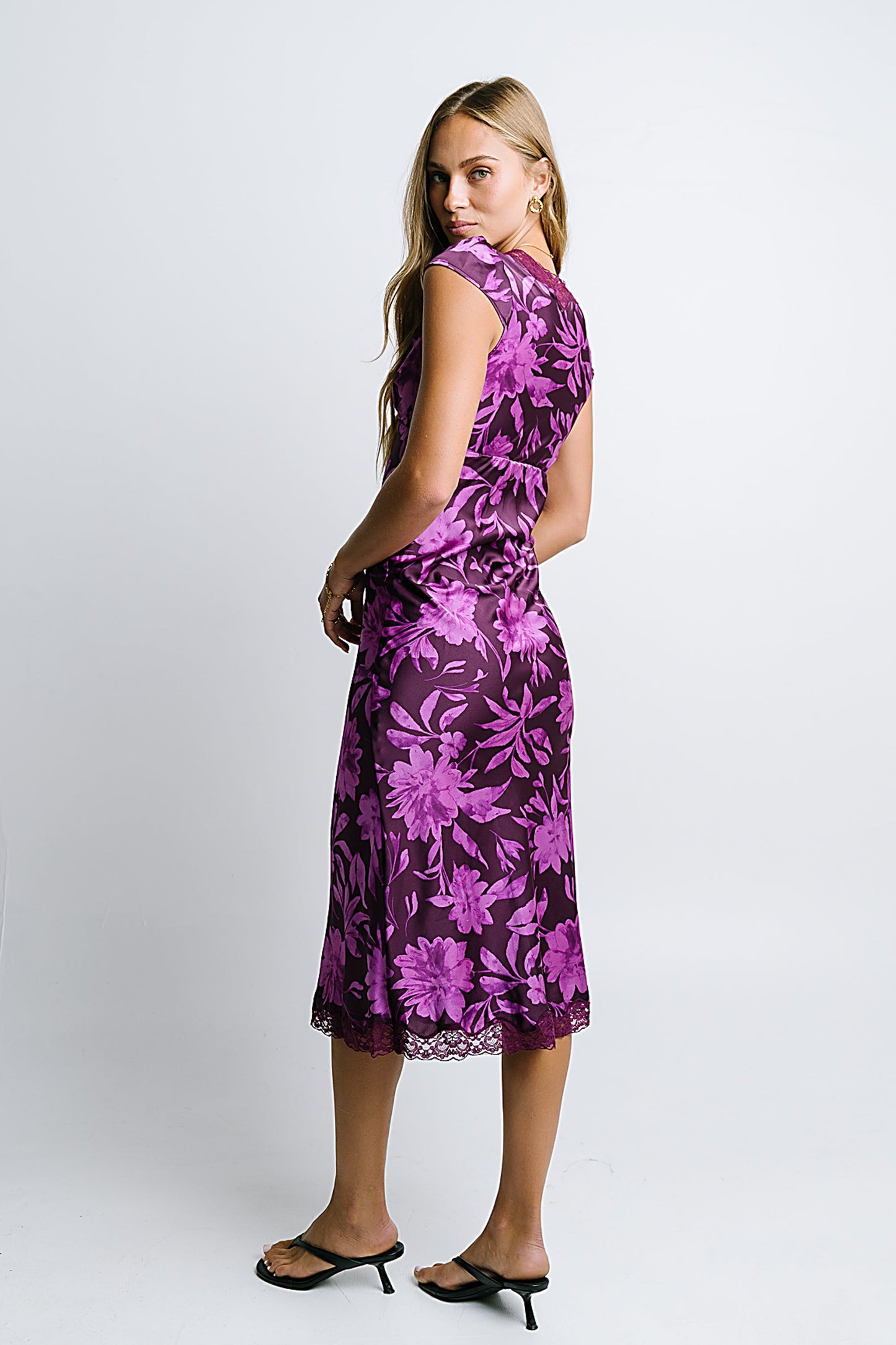 Cashe Lace Trim Maxi Dress
