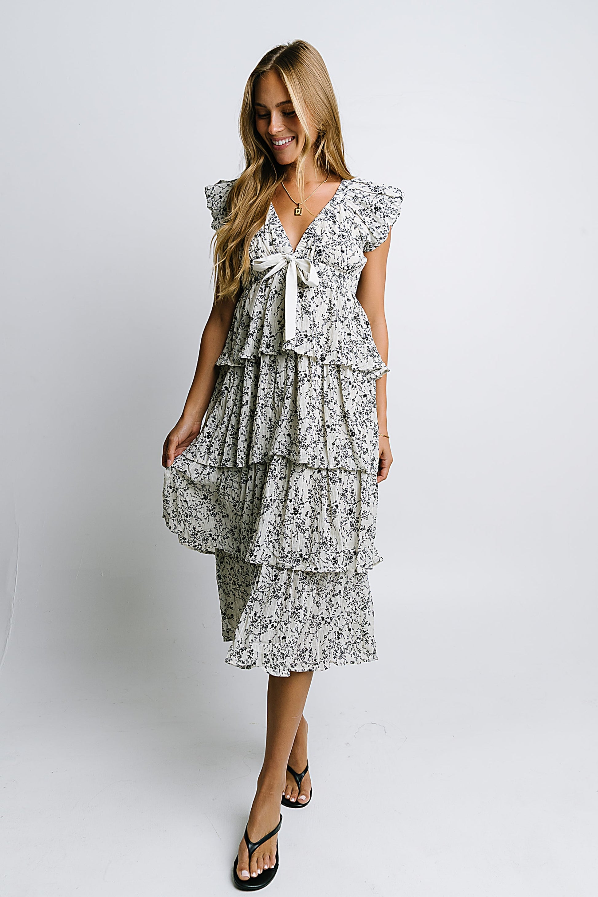 River Ruffle Midi Dress
