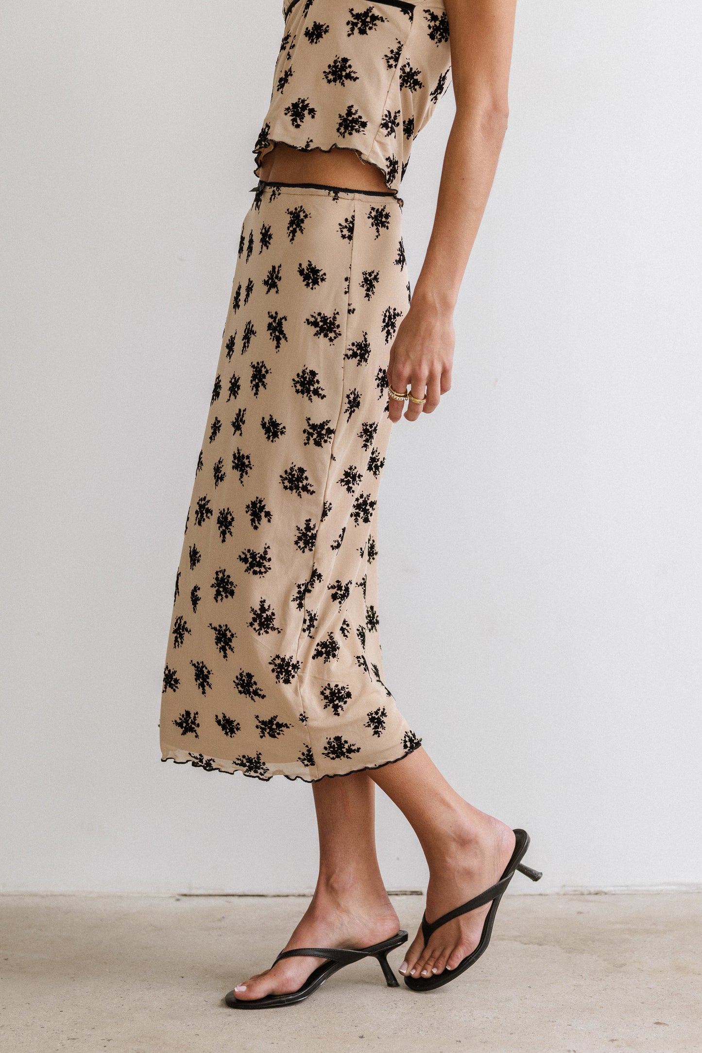 Tabitha Floral Mesh Midi Skirt - FINAL SALE