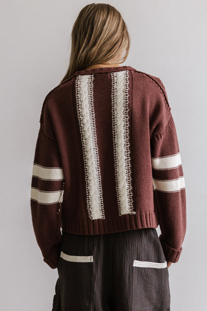 Route Cable Knit Sweater in Red-Brown - FINAL SALE