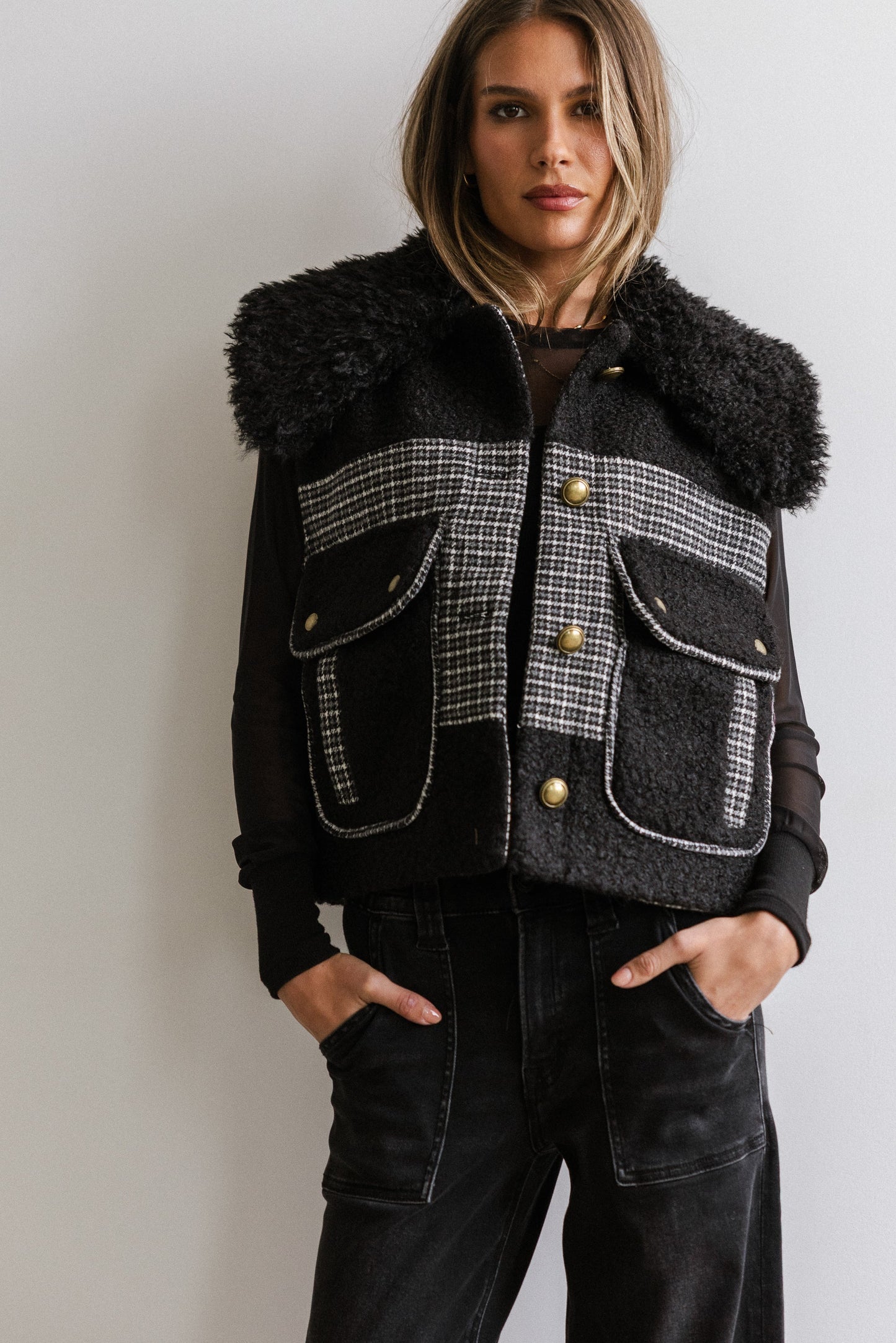 Liv Sherpa Vest in Black - FINAL SALE
