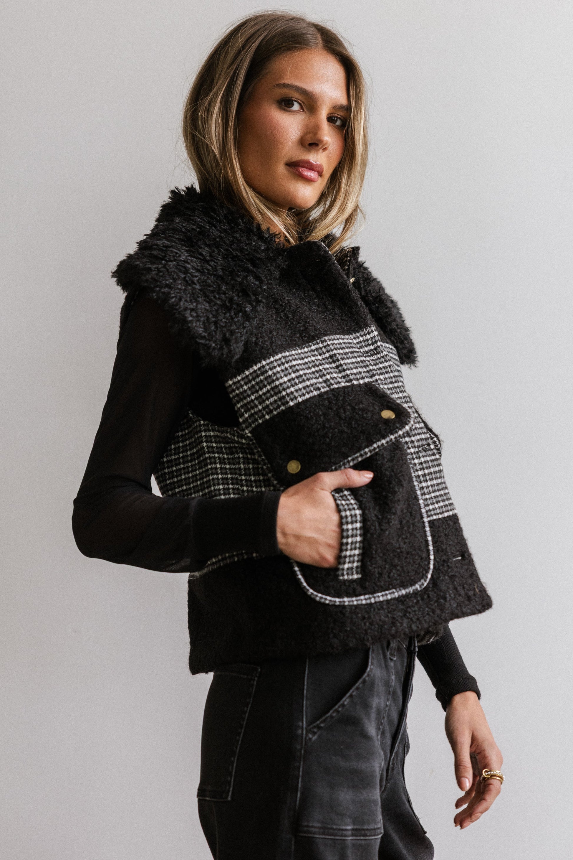 Liv Sherpa Vest in Black - FINAL SALE