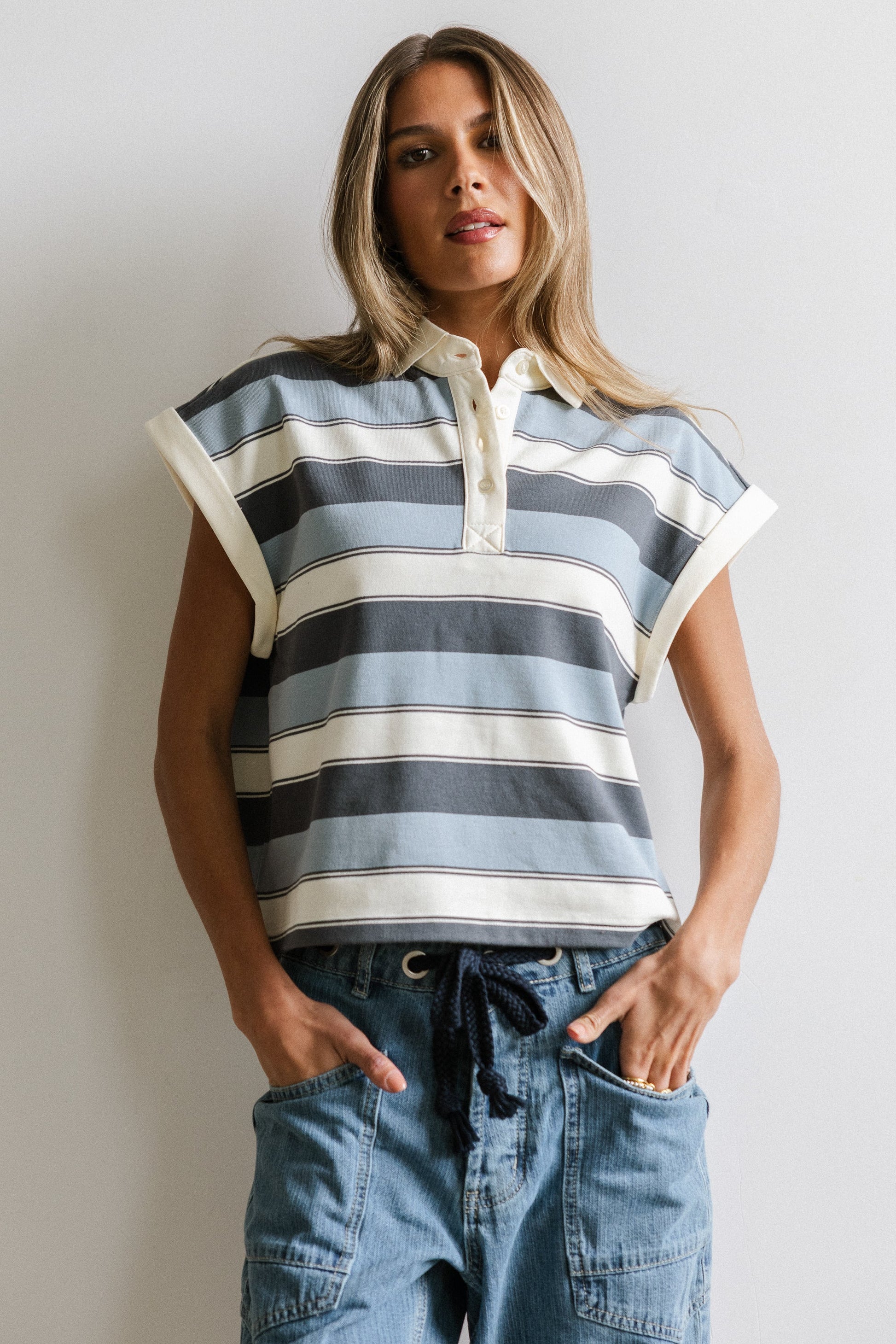 Niko Striped Top in Blue - FINAL SALE