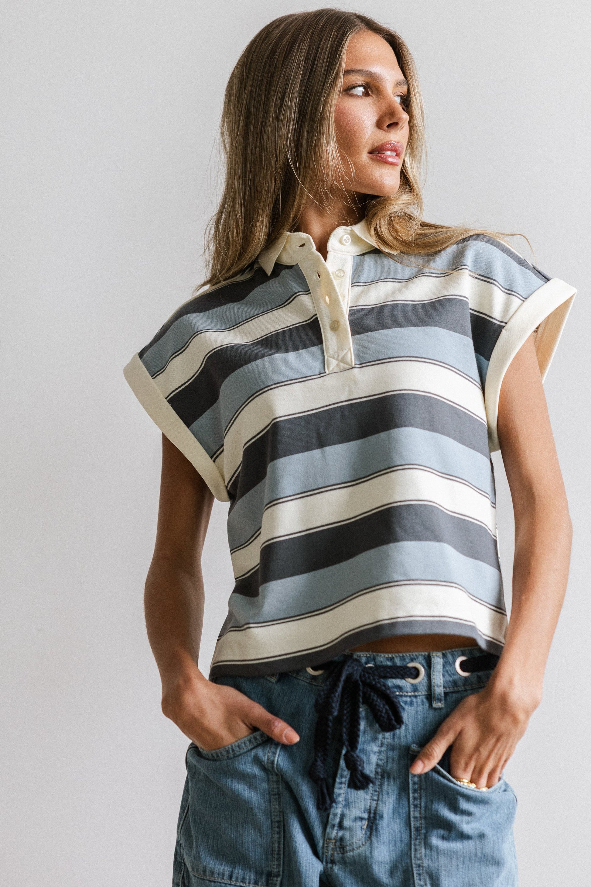 Niko Striped Top in Blue - FINAL SALE