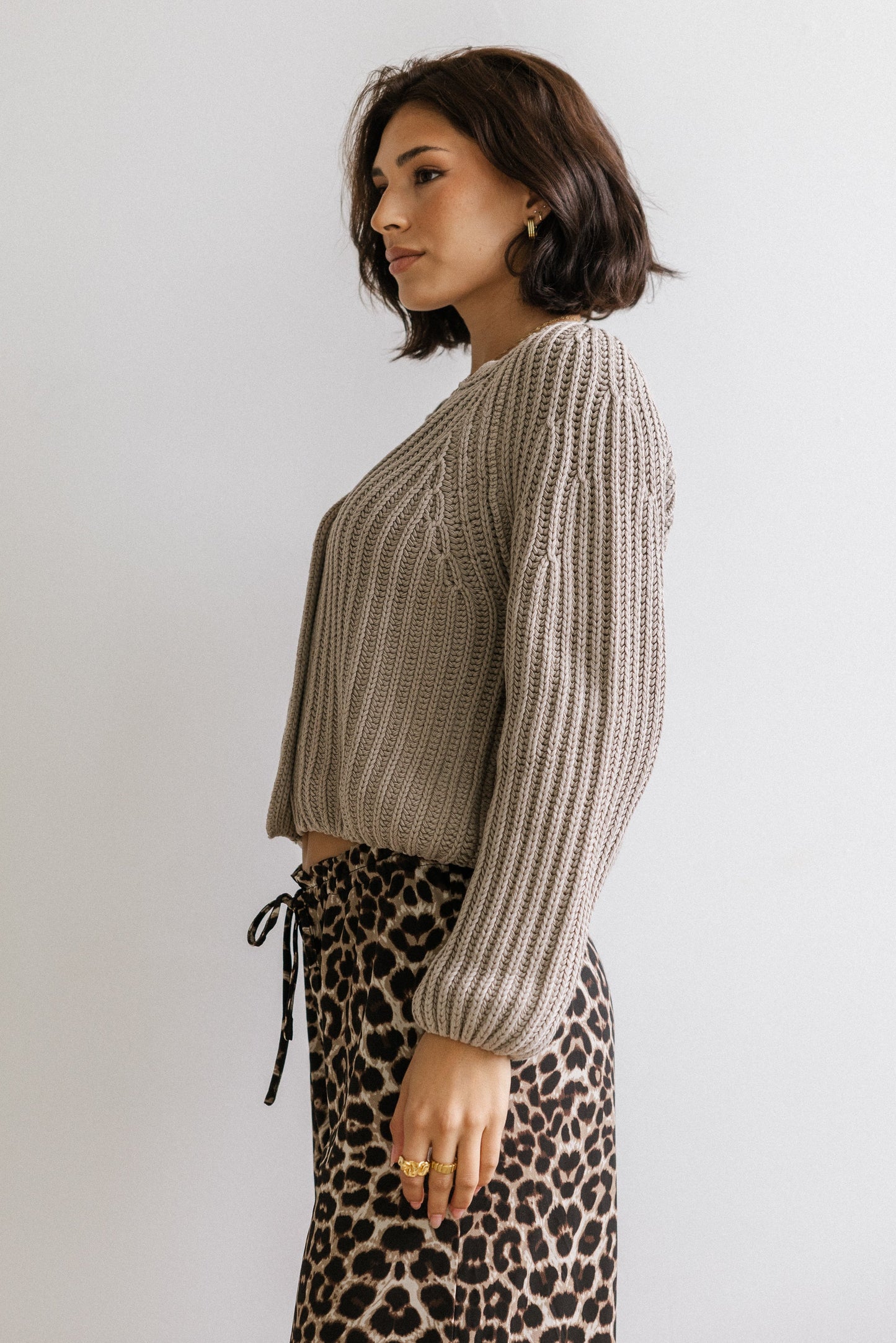 Katie Knit Cardigan in Tan