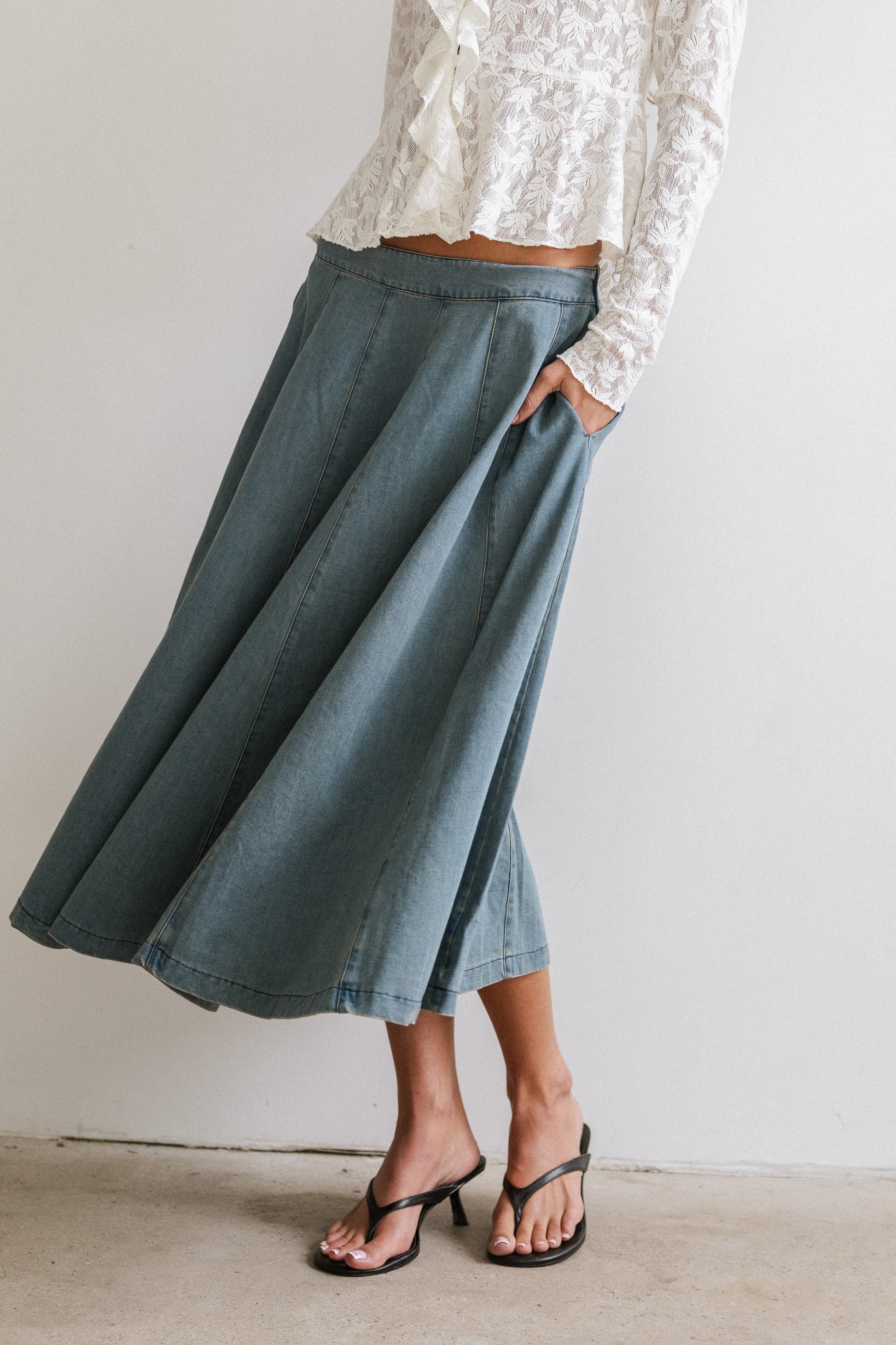 Kathy Denim Midi Skirt - FINAL SALE