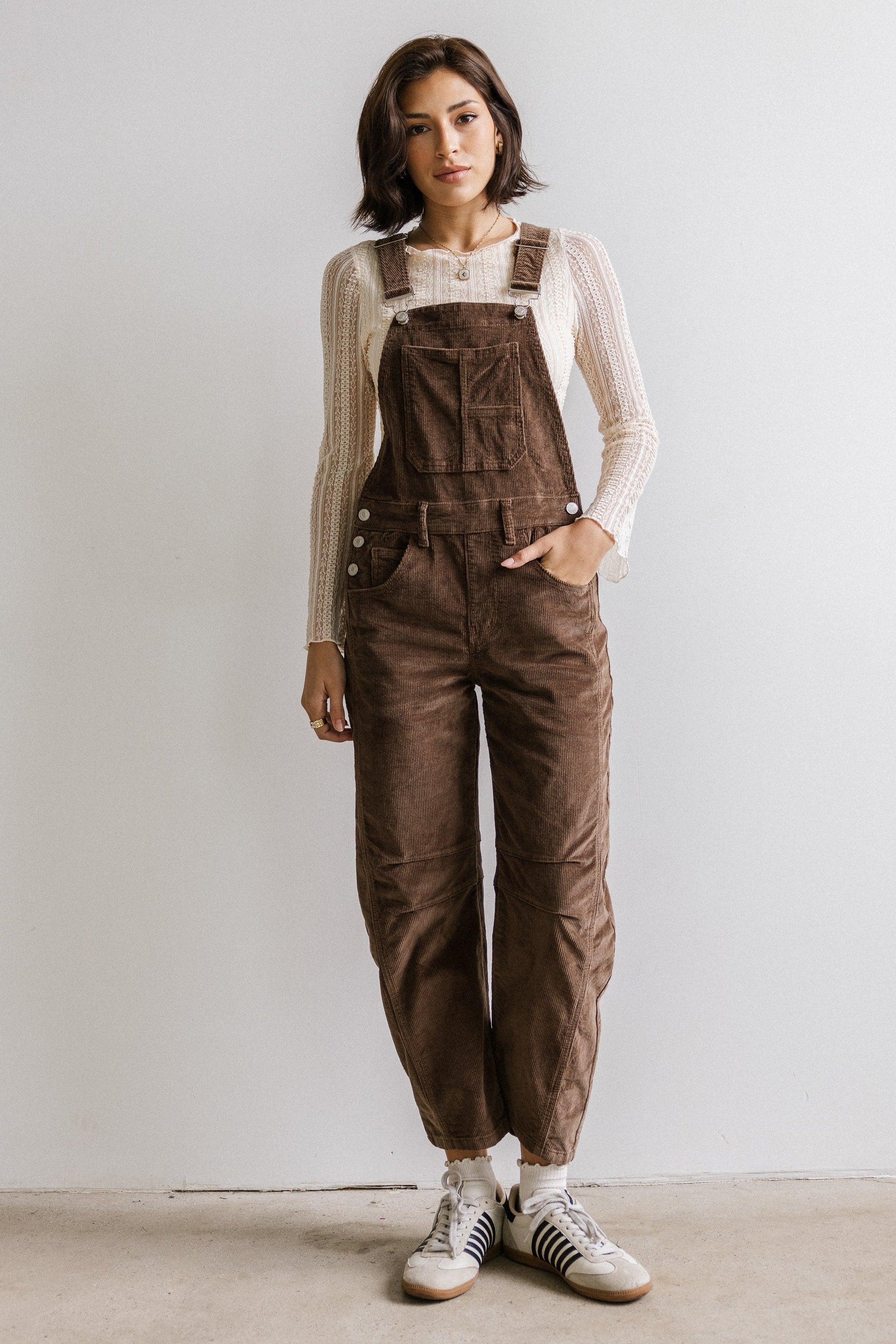 Tansy Corduroy Overalls in Brown - FINAL SALE