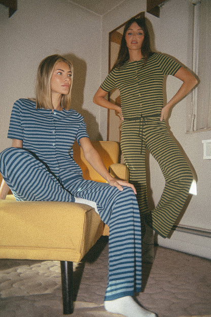 Ireland Striped Wide Leg Pants in Green - FINAL SALE