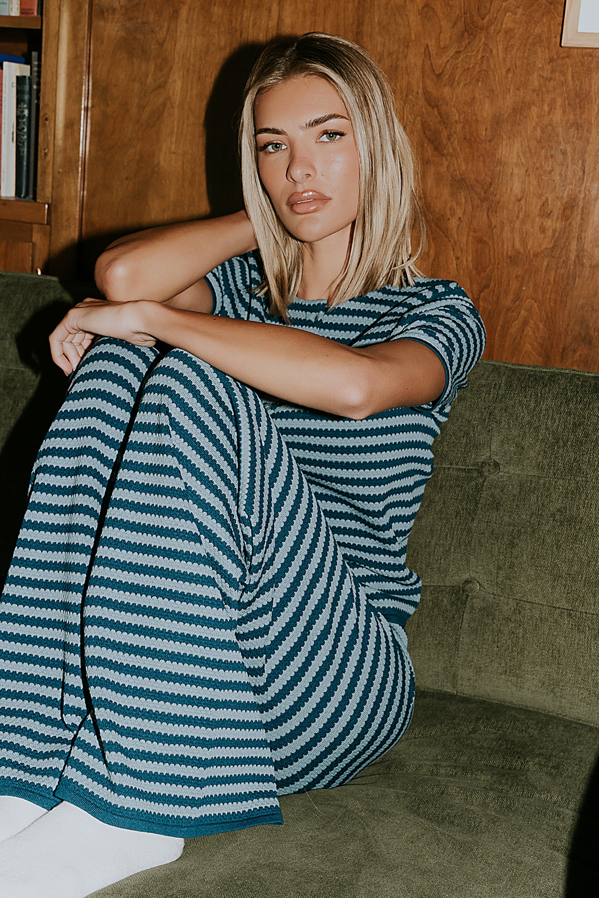 Ireland Striped Wide Leg Pants in Blue - FINAL SALE