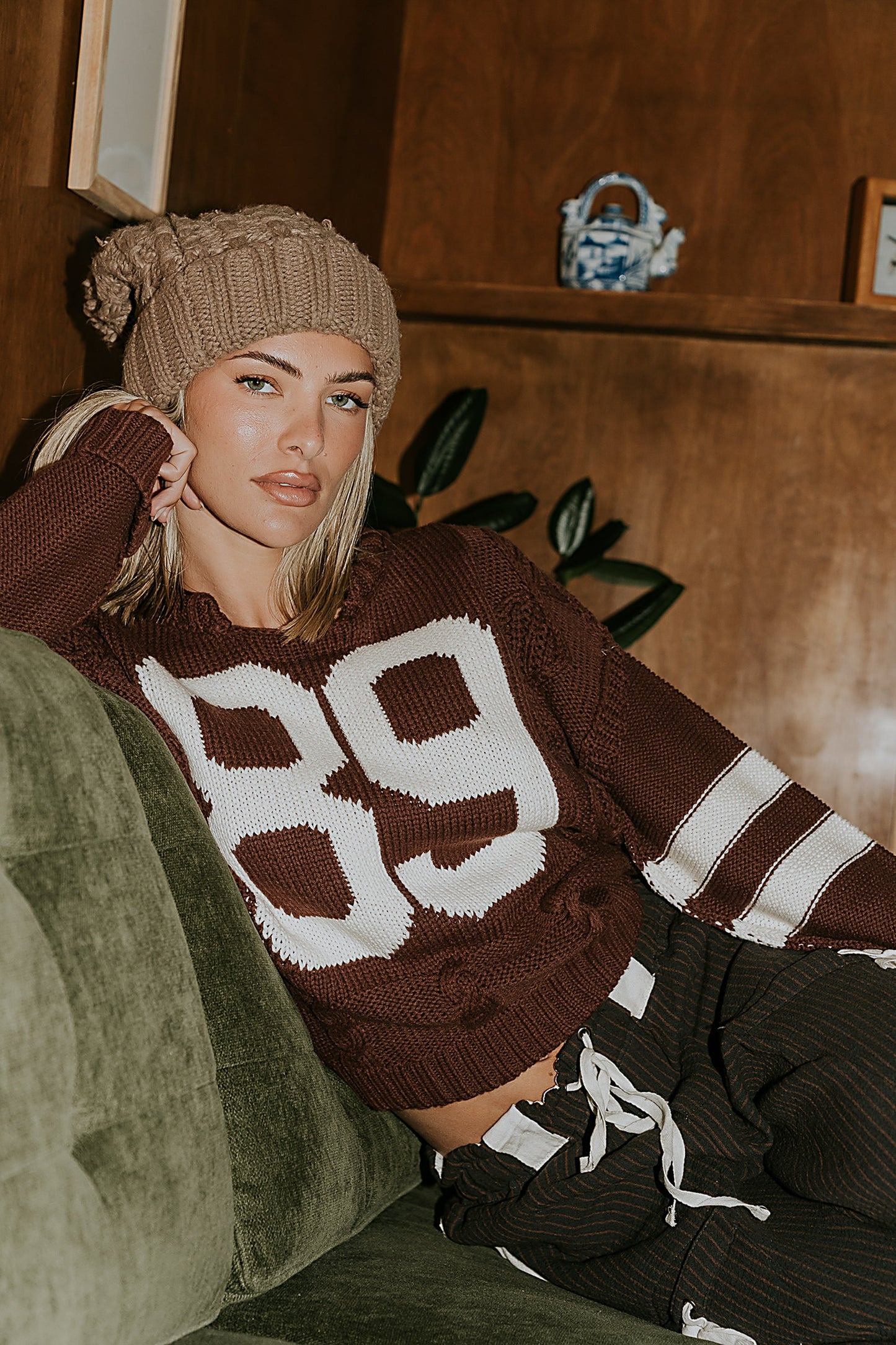Route Cable Knit Sweater in Red-Brown - FINAL SALE