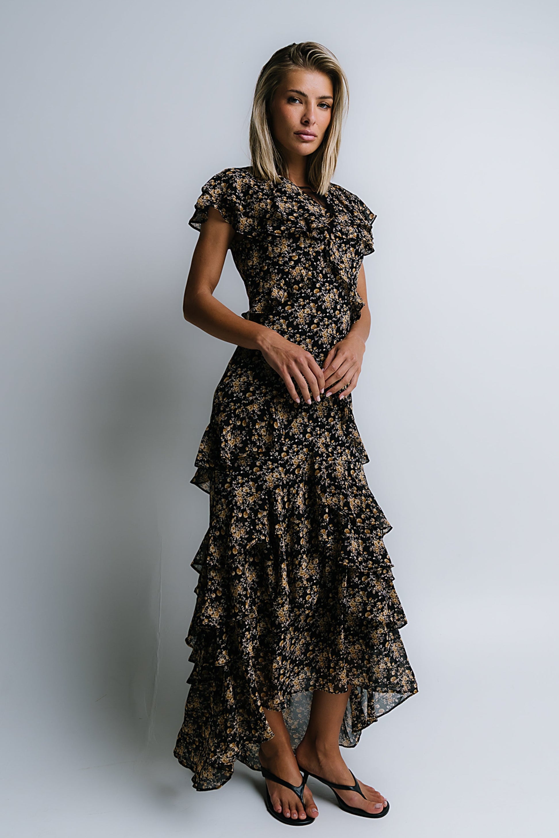 James Ruffle Maxi Dress in Black - FINAL SALE