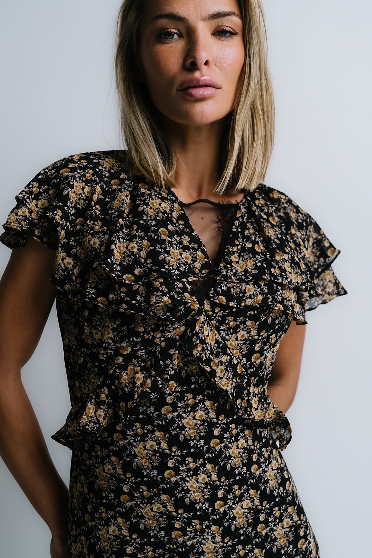 James Ruffle Maxi Dress in Black - FINAL SALE